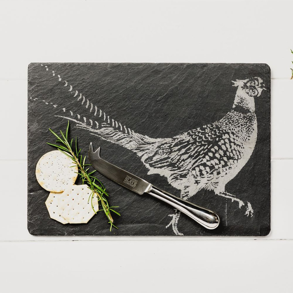 Geschenkset Schieferbrett + Käsemesser