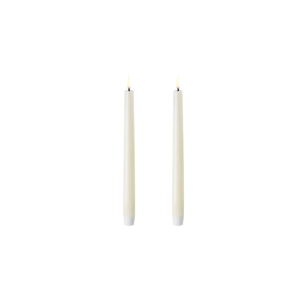 [UL-TA-IV02325-2] LED Stabkerze (2er Set) Ø2,3cm - ivory (25 cm)