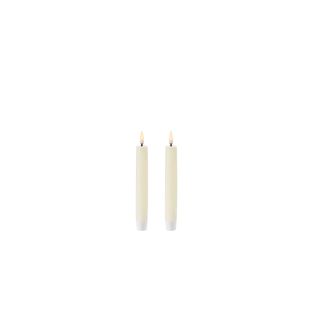 [UL-TA-IV02315-2] LED Stabkerze (2er Set) Ø2,3cm - ivory (15 cm)