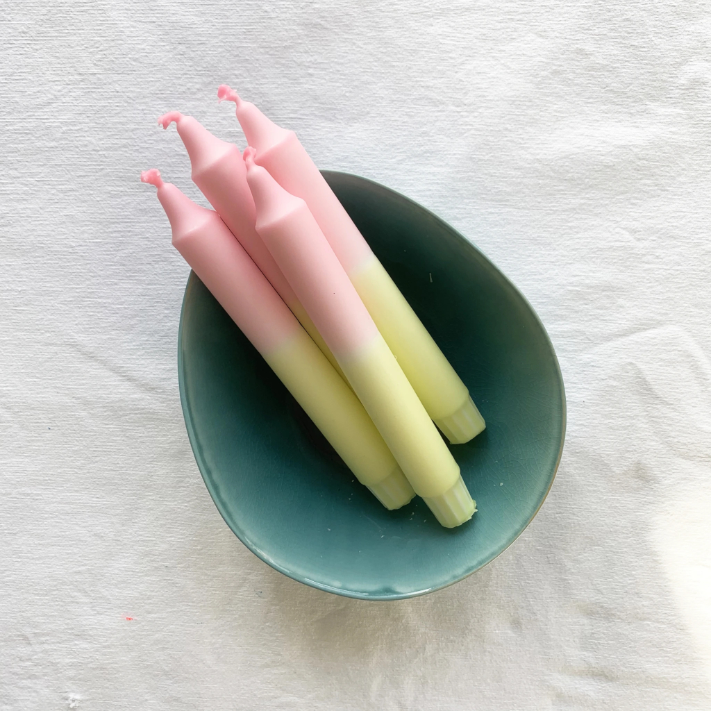 [MM41] Stabkerze (4er Set) - Pastell Shades (rosé/gelb)