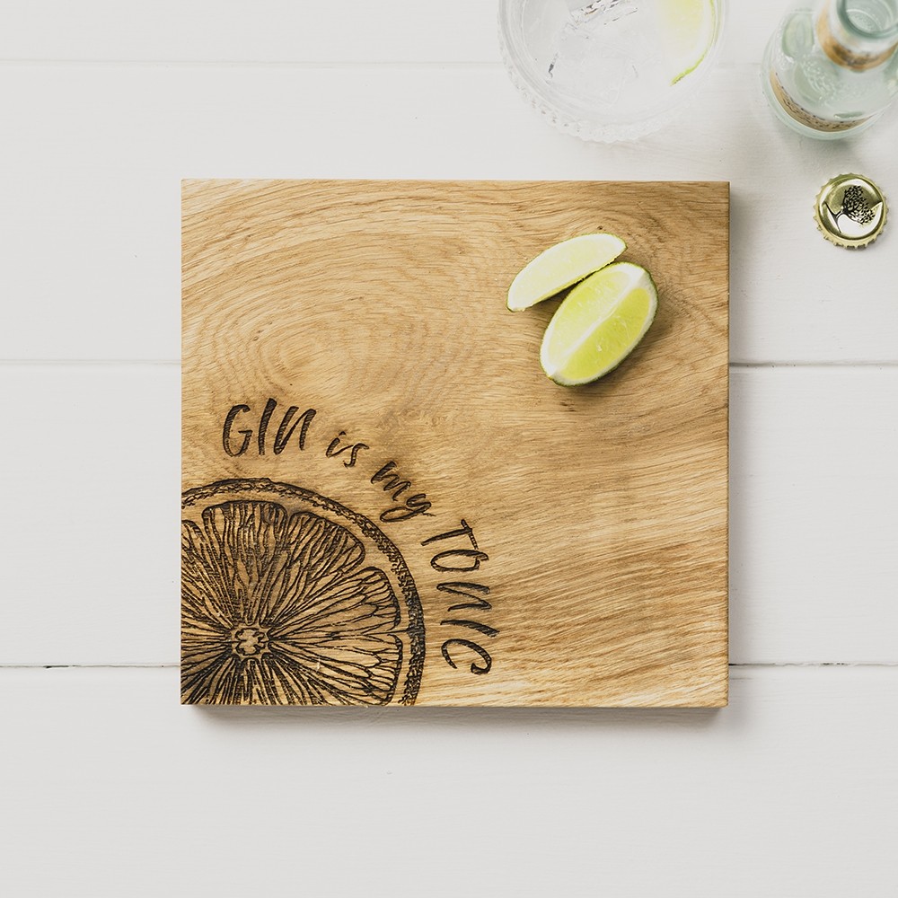 [JS/SO/CB21/GIMT] Schneidebrett Eiche 21cm (Gin is my Tonic)
