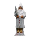 Papiermachéfigur Santa weiß - mit bunten Zuckerperlen und Baum
