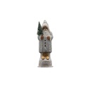 Papiermaché Santa silber - mit Perlen und goldenen Schuhen