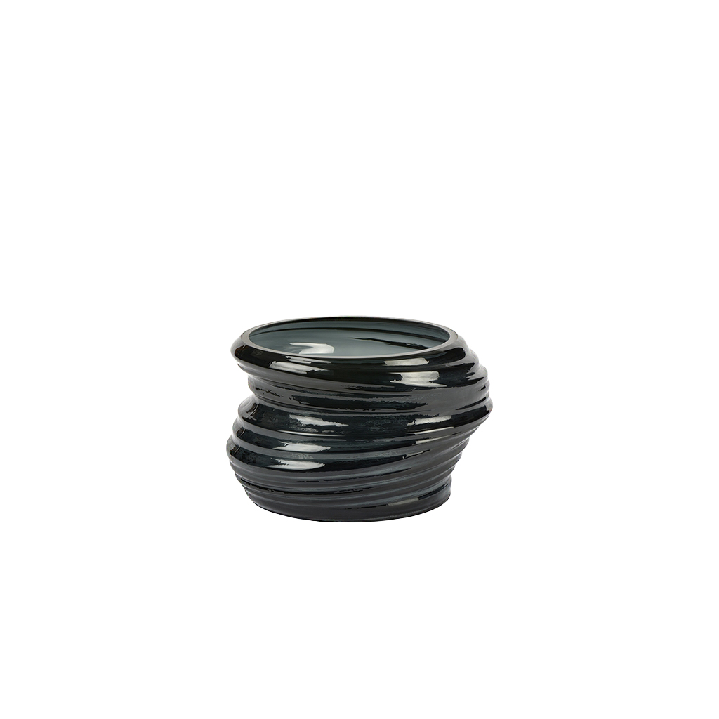 [17473] Schleuderglasvase Tony - lava (H: 12,5 cm)