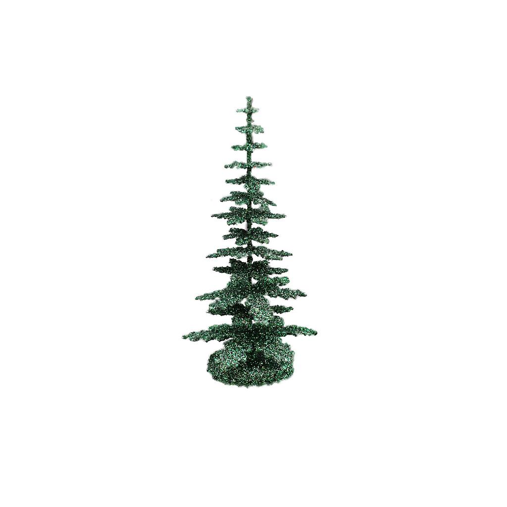 [10cm-dunkelgrün] Papiermaché-Baum Glitzer - dunkelgrün (10cm)