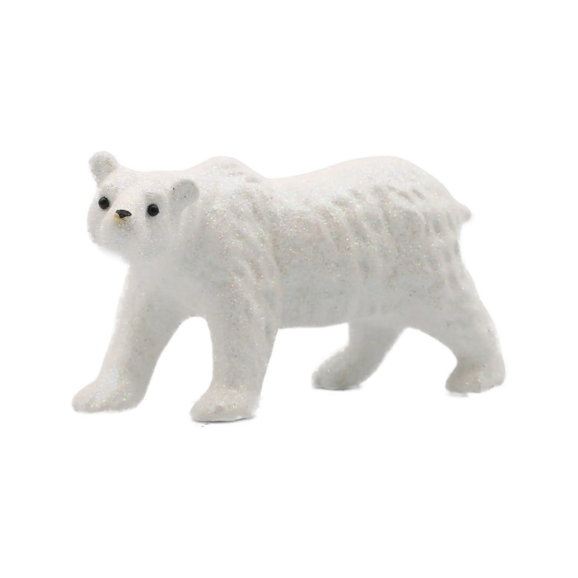 Polarbär aus Papiermaché, Glitter weiß