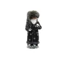 Papiermaché Santa mit Fellmütze - schwarz 