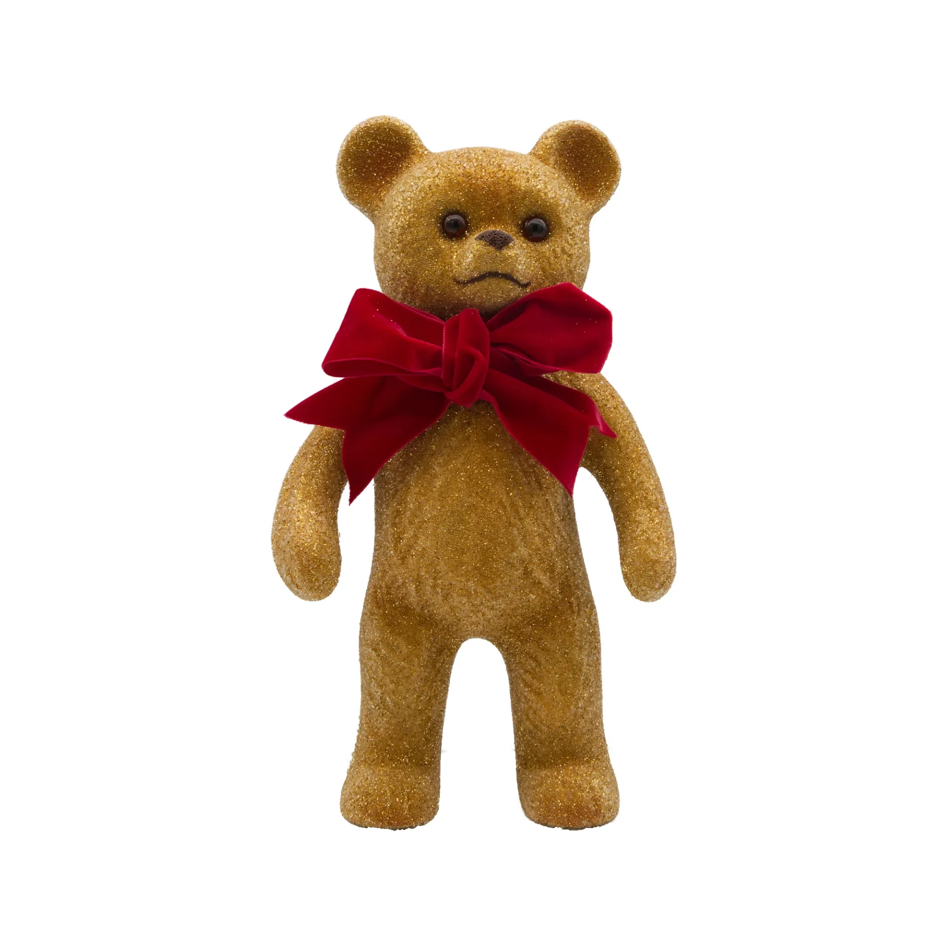 Bär aus Papiermaché, Perle, mit Schleife