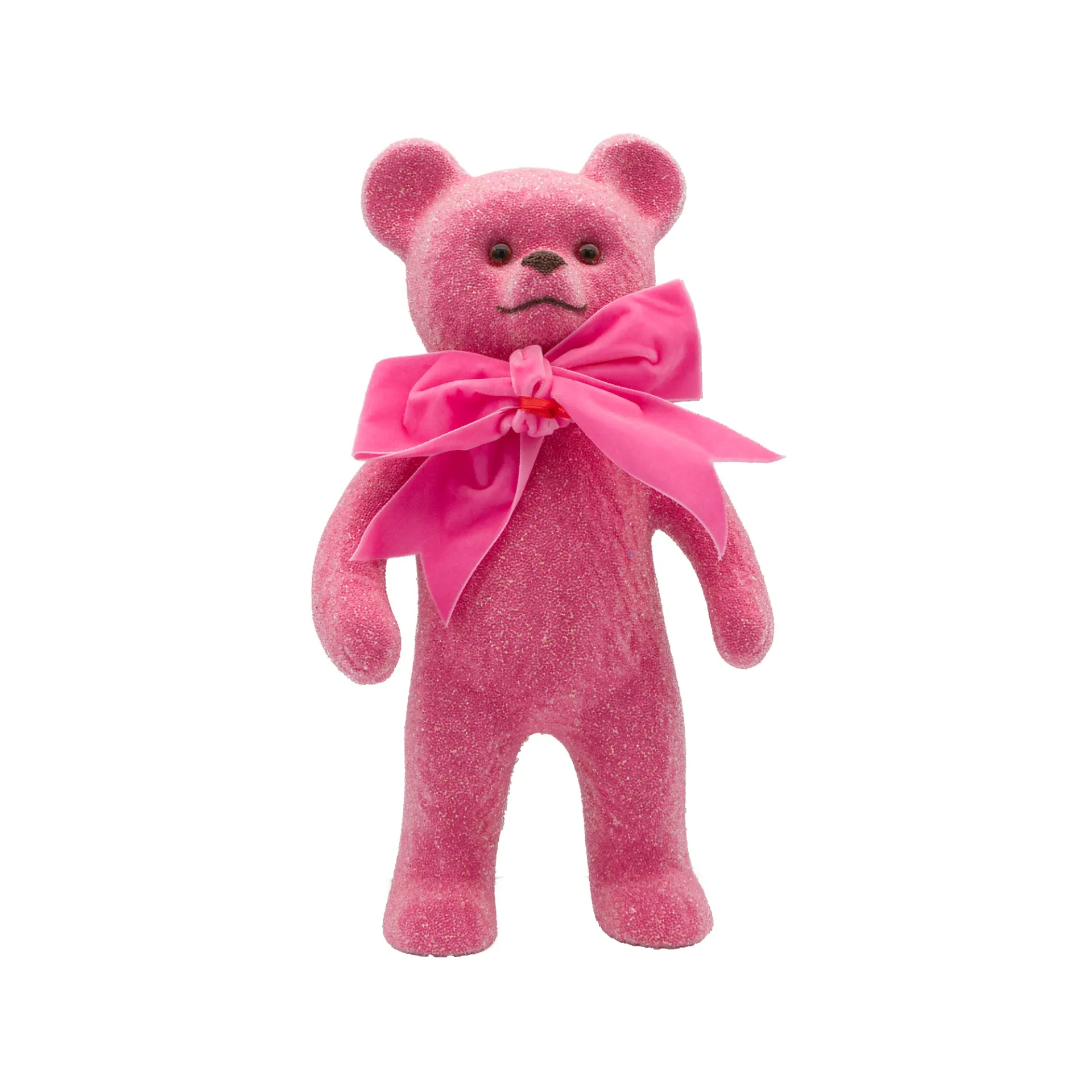 Bär aus Papiermaché, Perle, mit Schleife