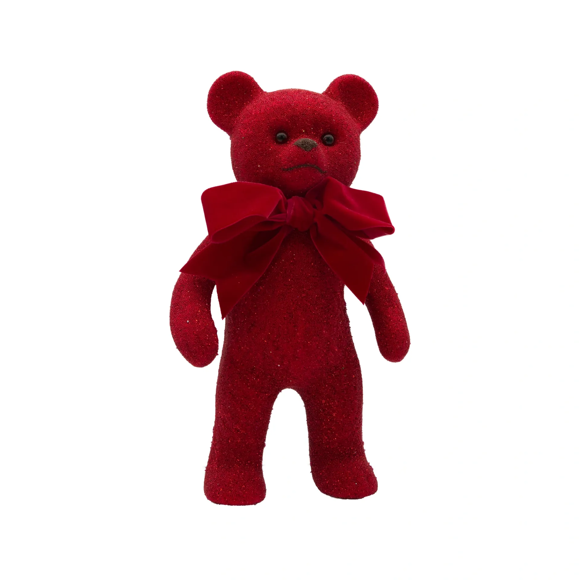 Bär aus Papiermaché, Perle, mit Schleife