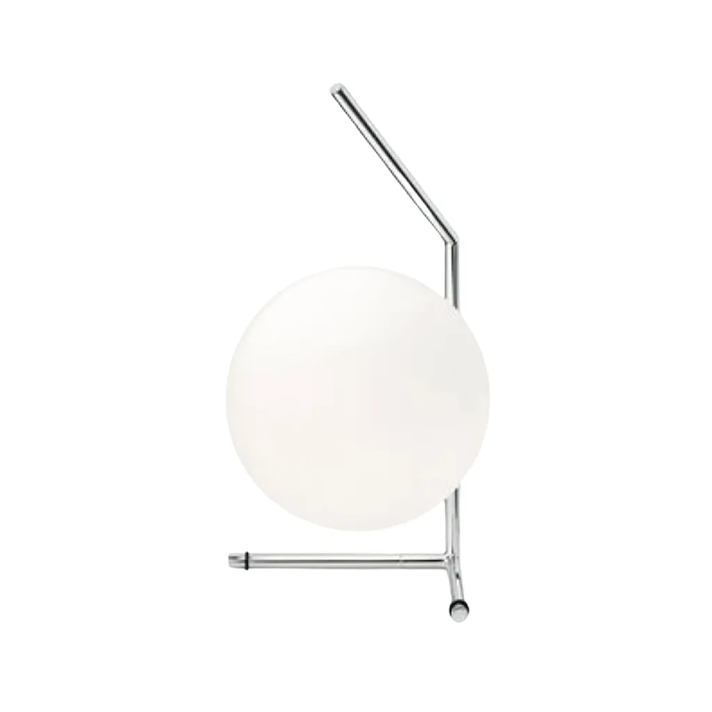 [IC T1 LOW - Chrom] IC Lights T1 Low Tischleuchte, Chrom mit Opalglas