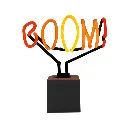 Boom Neonschild auf Betonsockel
