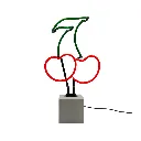 Cherry Neonschild auf Betonsockel