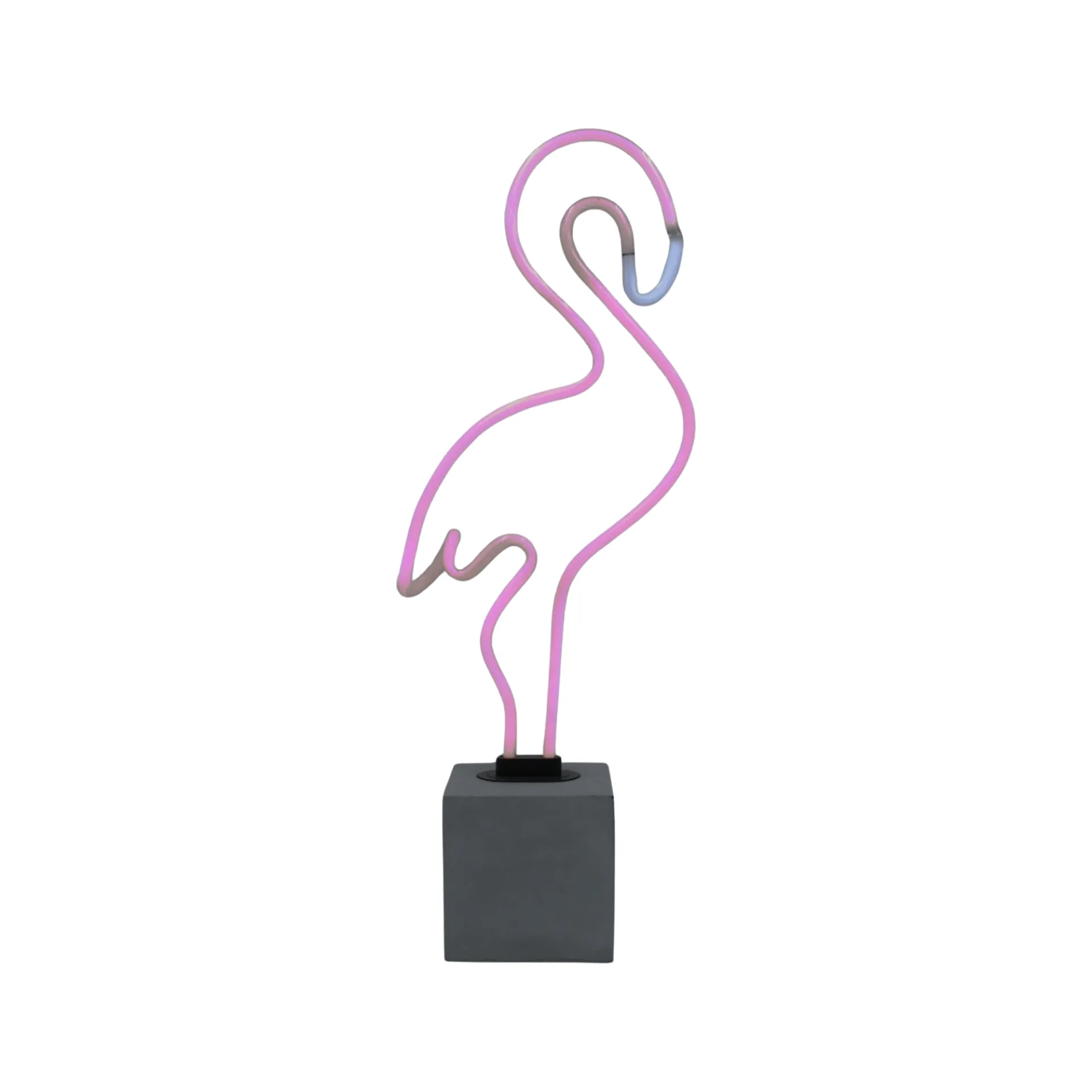Flamingo Neonschild auf Betonsockel