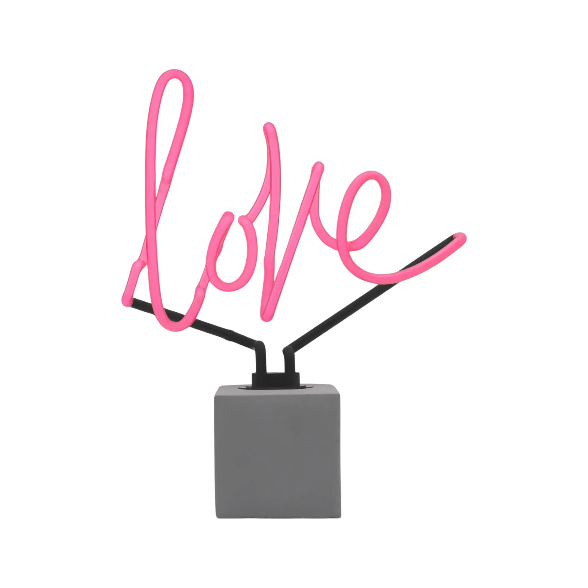 Love Neonschild auf Betonsockel