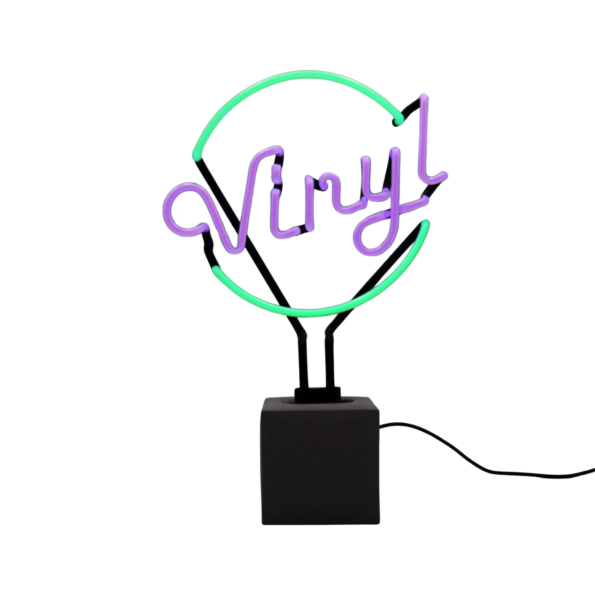 Vinyl Neonschild auf Betonsockel