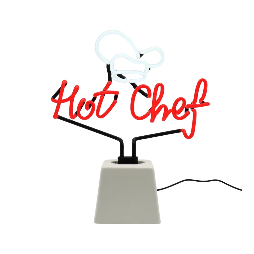 Hot Chef Neonschild auf Keramiksockel