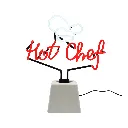 Hot Chef Neonschild auf Keramiksockel