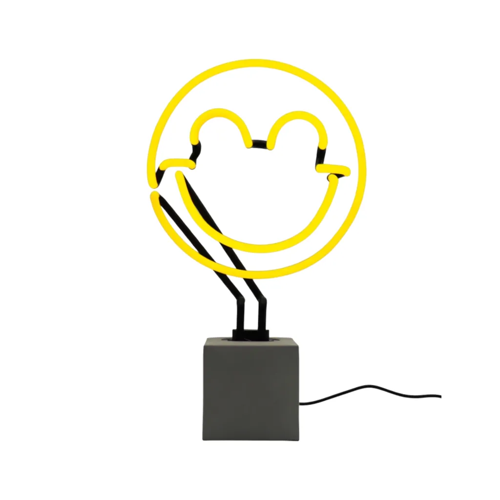 S.W.Smiley Happy Neon-Tischleuchte, Betonfuß