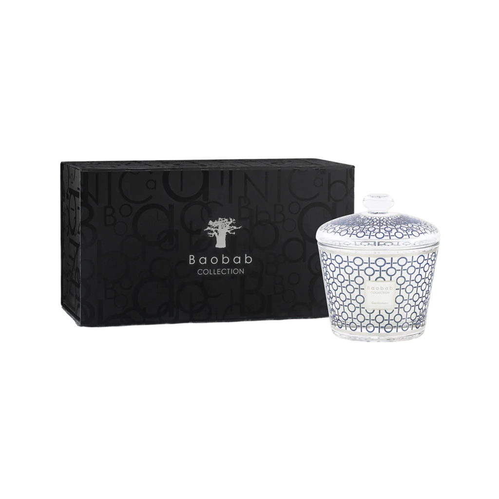 Max10 Gentlemen Duftkerze mit Glasglocke, Siebdruckglas