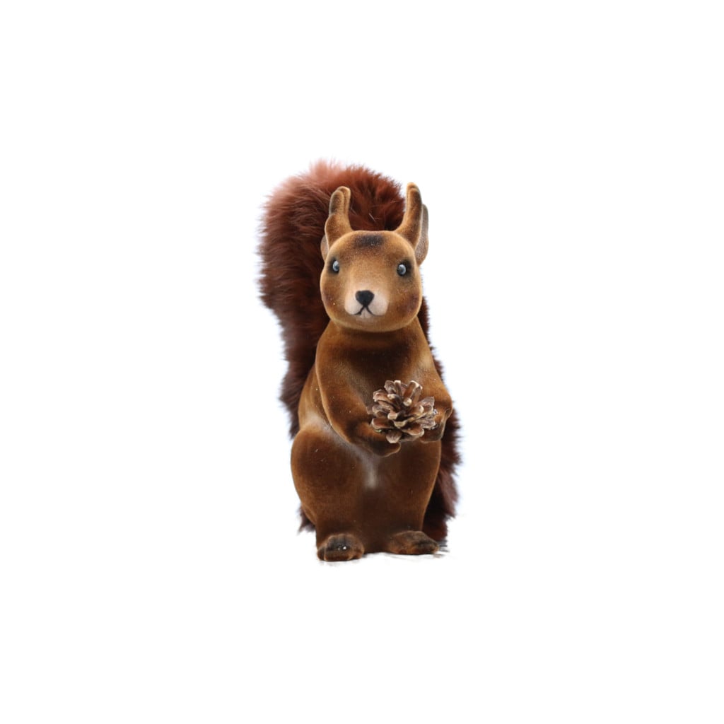 [310-7-1] Papiermaché Eichhörnchen mit Fellschweif - Flock braun