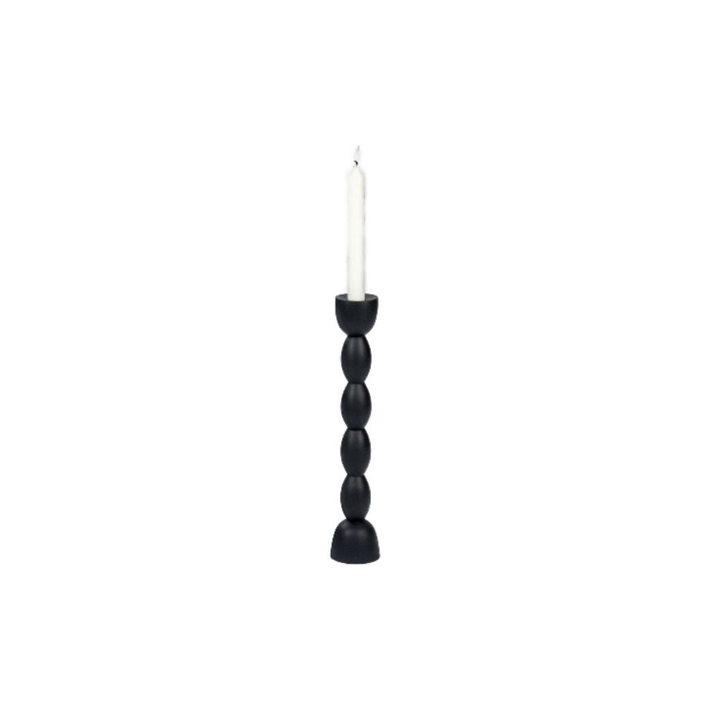[40136] Kerzenleuchter Brancusi - Aluminiumsandguss (schwarz, H: 46 cm)
