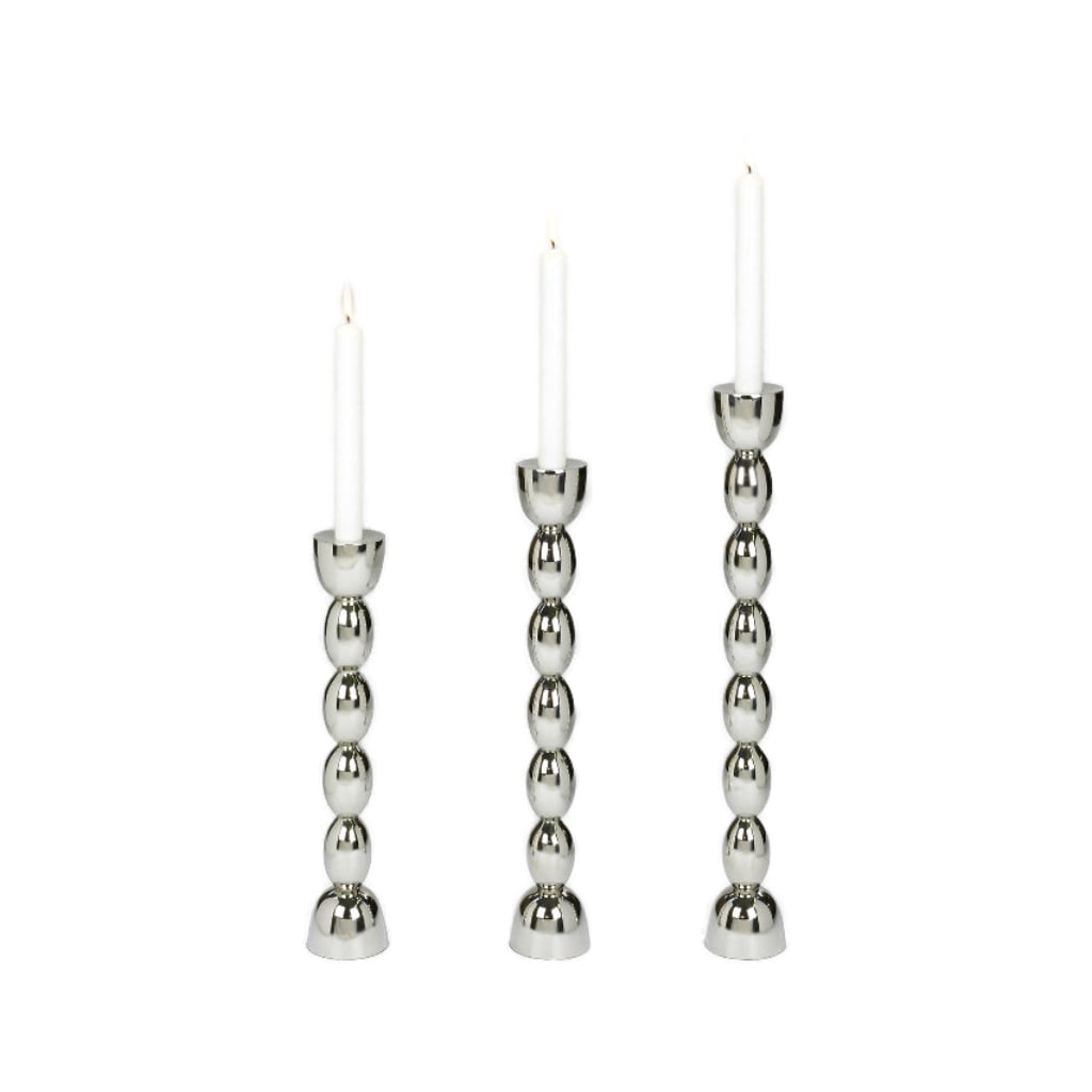 [40133] Kerzenleuchter Brancusi - Aluminiumsandguss (gebürstet, H: 46 cm)