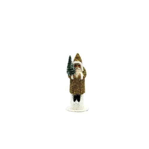Papiermaché Santa gold - mit Perlen 
